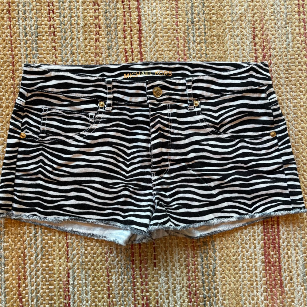 Michael Kors Zebra Print Jean Shorts